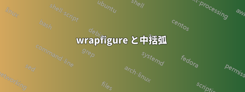 wrapfigure と中括弧