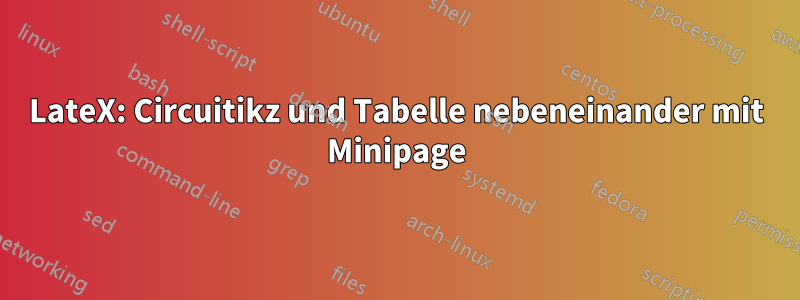 LateX: Circuitikz und Tabelle nebeneinander mit Minipage