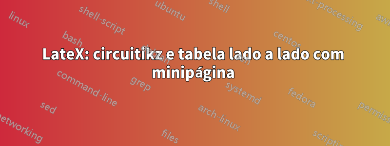 LateX: circuitikz e tabela lado a lado com minipágina