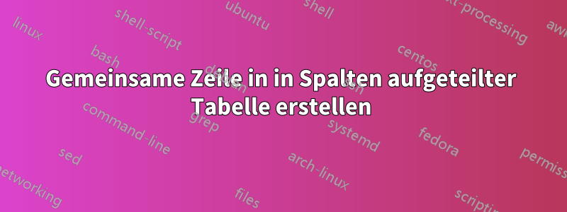 Gemeinsame Zeile in in Spalten aufgeteilter Tabelle erstellen