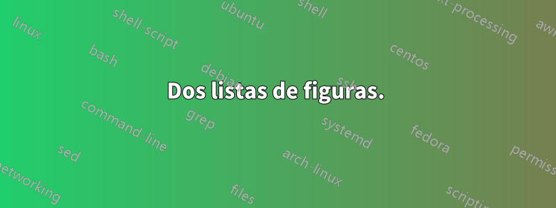 Dos listas de figuras.