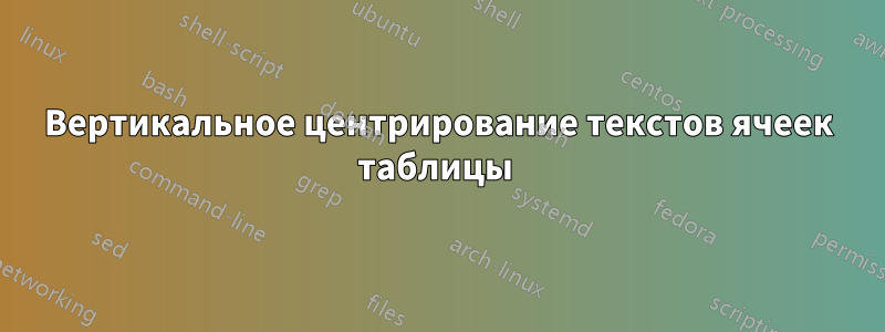 Вертикальное центрирование текстов ячеек таблицы 