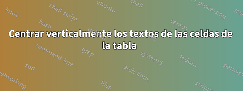 Centrar verticalmente los textos de las celdas de la tabla 