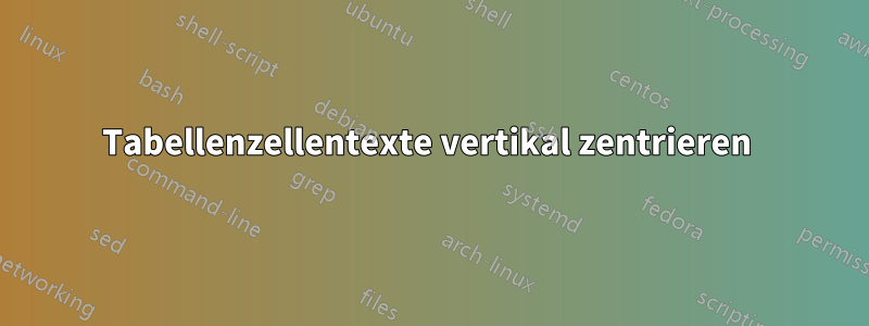 Tabellenzellentexte vertikal zentrieren 