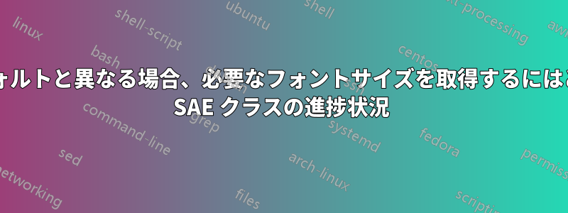 フォントサイズがデフォルトと異なる場合、必要なフォントサイズを取得するにはどうすればいいですか? SAE クラスの進捗状況