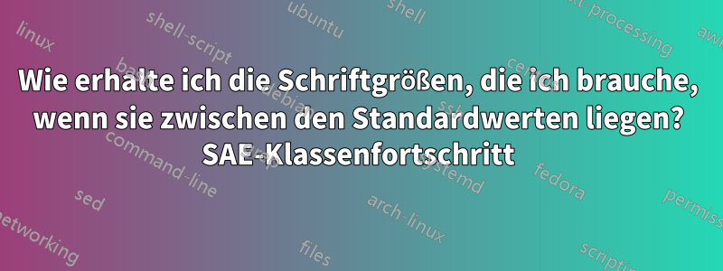 Wie erhalte ich die Schriftgrößen, die ich brauche, wenn sie zwischen den Standardwerten liegen? SAE-Klassenfortschritt