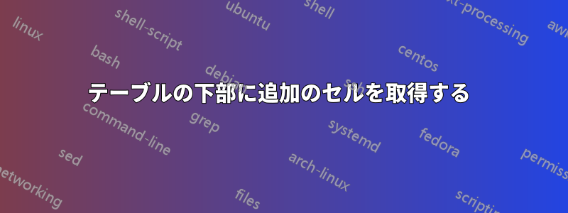 テーブルの下部に追加のセルを取得する 