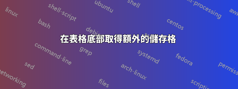 在表格底部取得額外的儲存格