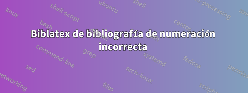 Biblatex de bibliografía de numeración incorrecta