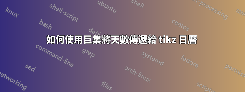 如何使用巨集將天數傳遞給 tikz 日曆