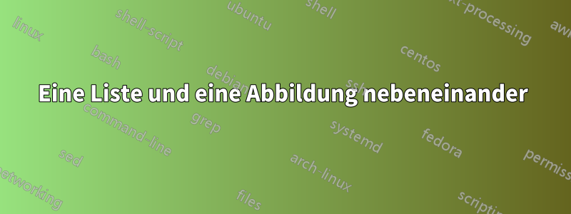 Eine Liste und eine Abbildung nebeneinander