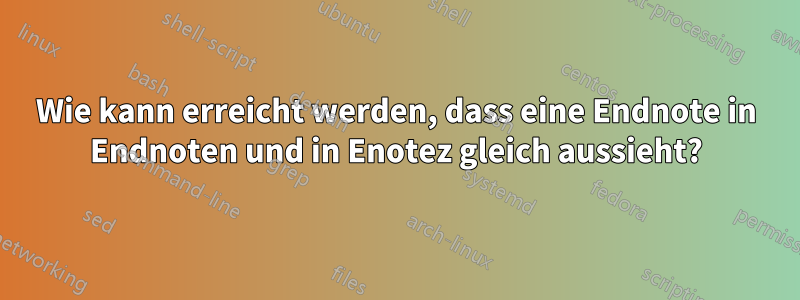 Wie kann erreicht werden, dass eine Endnote in Endnoten und in Enotez gleich aussieht?