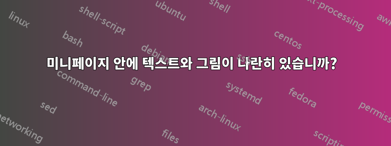 미니페이지 안에 텍스트와 그림이 나란히 있습니까? 