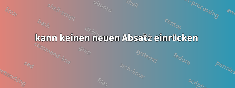 kann keinen neuen Absatz einrücken