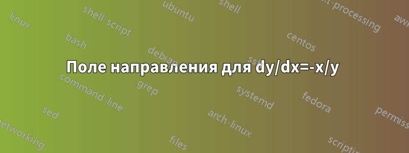 Поле направления для dy/dx=-x/y