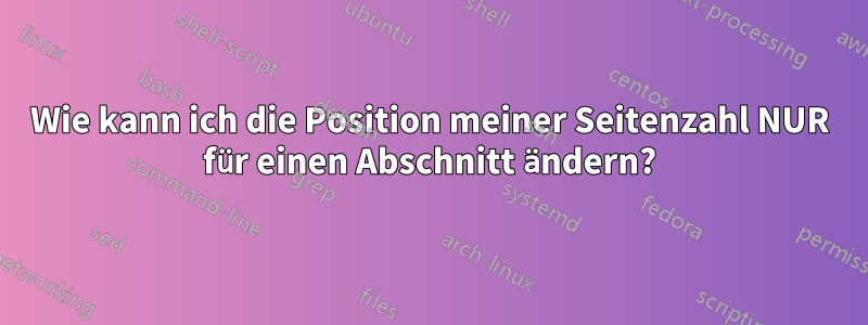 Wie kann ich die Position meiner Seitenzahl NUR für einen Abschnitt ändern?