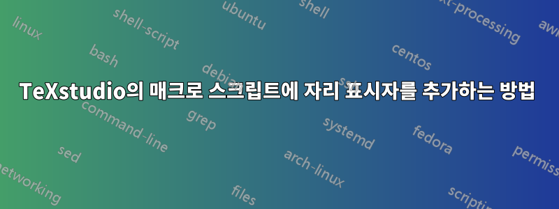 TeXstudio의 매크로 스크립트에 자리 표시자를 추가하는 방법