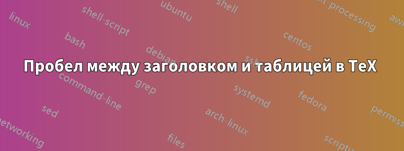 Пробел между заголовком и таблицей в TeX