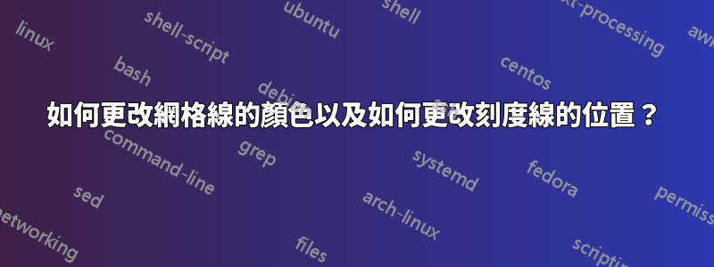 如何更改網格線的顏色以及如何更改刻度線的位置？