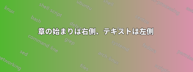 章の始まりは右側、テキストは左側