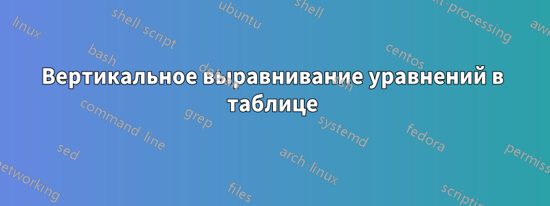 Вертикальное выравнивание уравнений в таблице