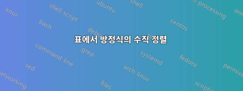 표에서 방정식의 수직 정렬