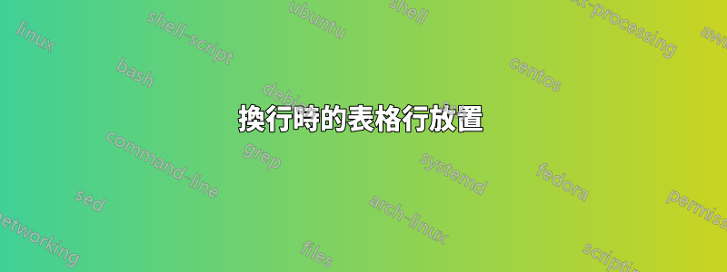 換行時的表格行放置