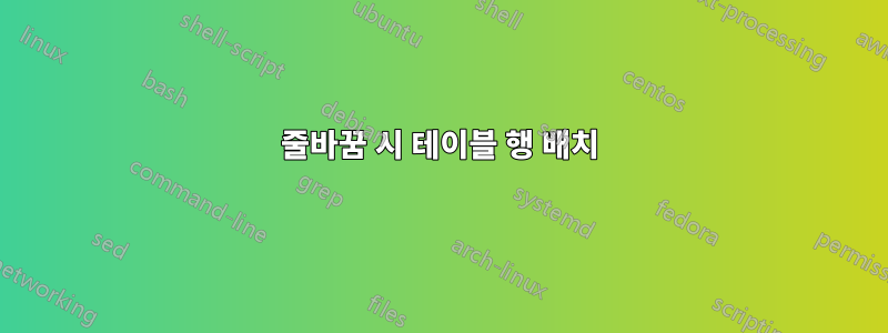 줄바꿈 시 테이블 행 배치