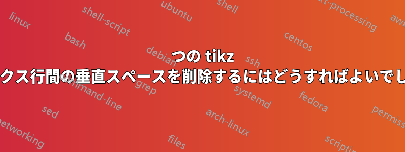 2 つの tikz マトリックス行間の垂直スペースを削除するにはどうすればよいでしょうか?