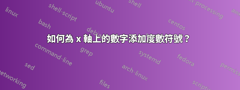 如何為 x 軸上的數字添加度數符號？