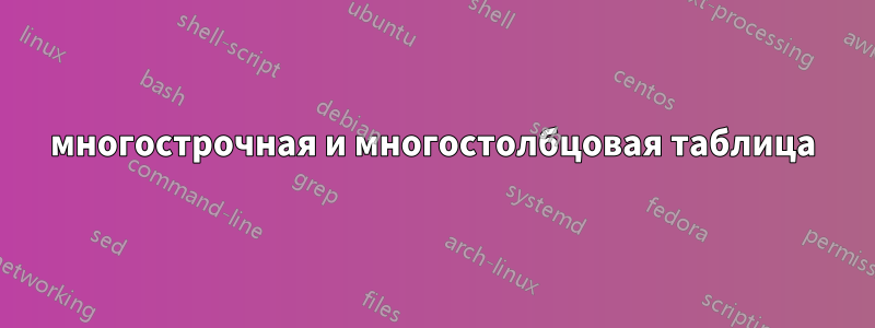 многострочная и многостолбцовая таблица