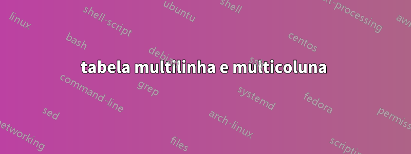 tabela multilinha e multicoluna