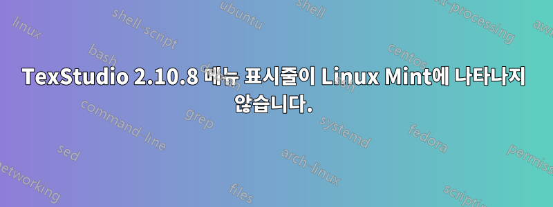 TexStudio 2.10.8 메뉴 표시줄이 Linux Mint에 나타나지 않습니다.