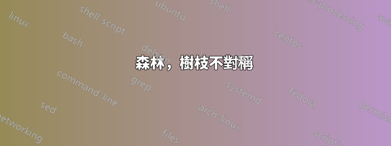 森林，樹枝不對稱