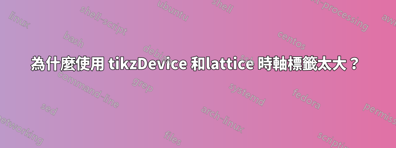 為什麼使用 tikzDevice 和lattice 時軸標籤太大？