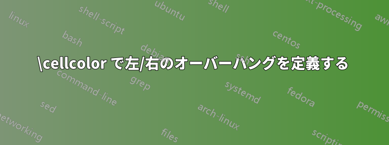 \cellcolor で左/右のオーバーハングを定義する