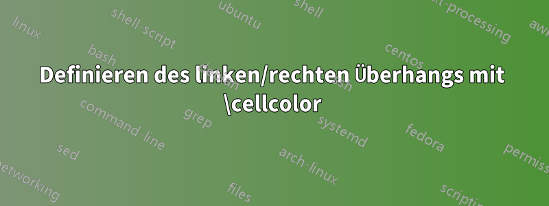 Definieren des linken/rechten Überhangs mit \cellcolor