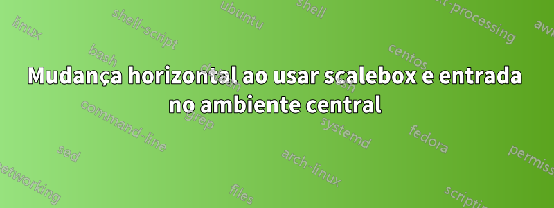 Mudança horizontal ao usar scalebox e entrada no ambiente central