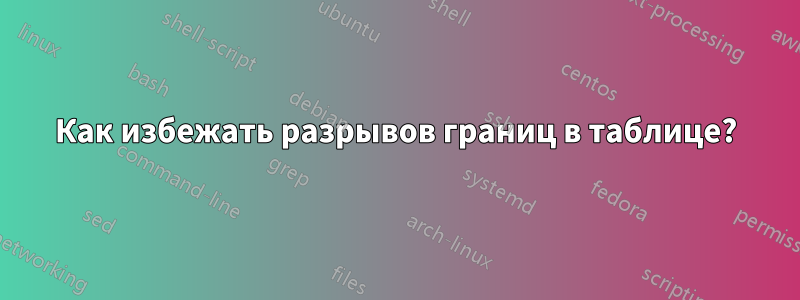 Как избежать разрывов границ в таблице?