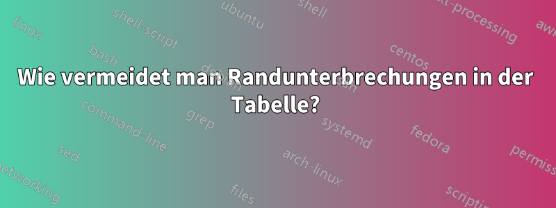 Wie vermeidet man Randunterbrechungen in der Tabelle?