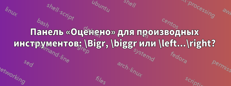 Панель «Оценено» для производных инструментов: \Bigr, \biggr или \left...\right?