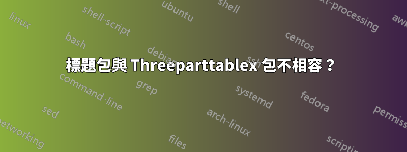 標題包與 Threeparttablex 包不相容？