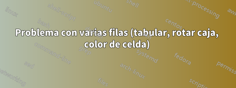 Problema con varias filas (tabular, rotar caja, color de celda)