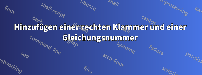 Hinzufügen einer rechten Klammer und einer Gleichungsnummer