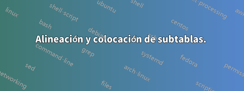 Alineación y colocación de subtablas.