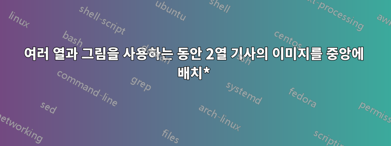 여러 열과 그림을 사용하는 동안 2열 기사의 이미지를 중앙에 배치*