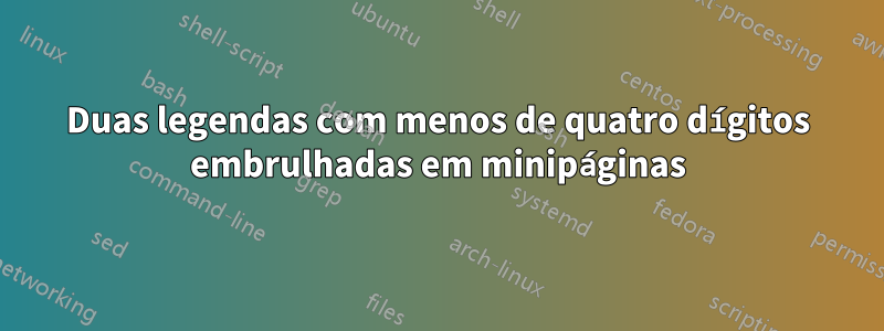 Duas legendas com menos de quatro dígitos embrulhadas em minipáginas