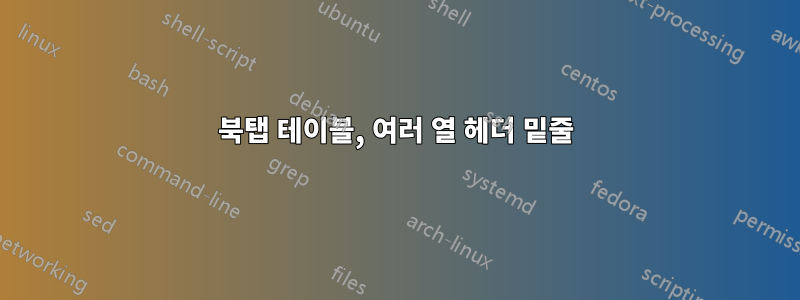 북탭 테이블, 여러 열 헤더 밑줄