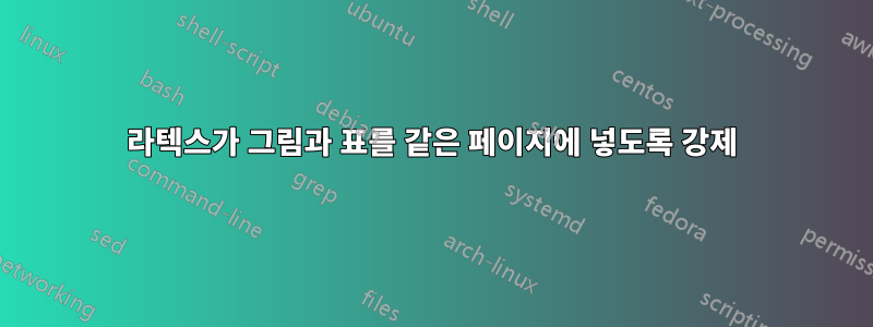 라텍스가 그림과 표를 같은 페이지에 넣도록 강제