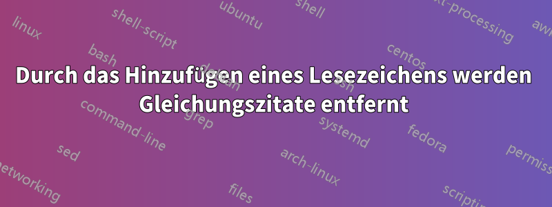 Durch das Hinzufügen eines Lesezeichens werden Gleichungszitate entfernt